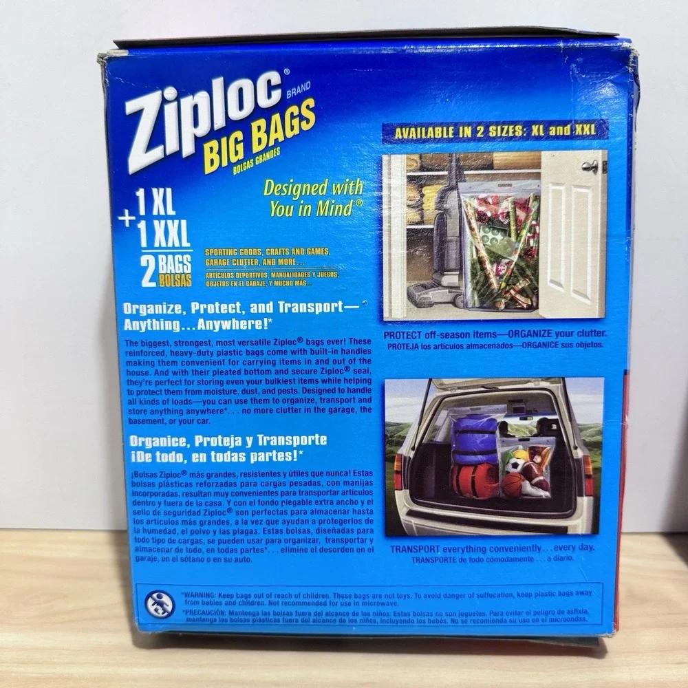 NEW 2 Boxes Ziploc Big Bags XL & XXL 10 Gal & 20 Gallon Size 2006 Discontinued